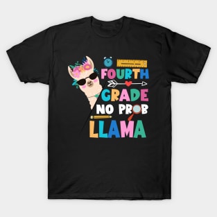 Fourth Grade Teacher 100th day of school No Prob Llama T-Shirt